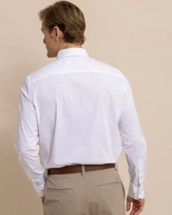 Southern Tide Charleston Overbrook Solid Long Sleeve Sport Shirt Classic White Hot