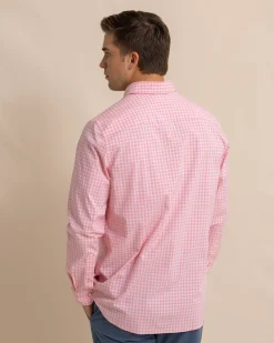 Southern Tide Charleston Roanoke Check Long Sleeve Sport Shirt Flamingo Pink Shop