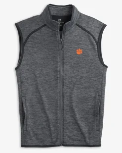 Southern Tide Clemson Tigers Baybrook Heather Vest Heather Black Discount