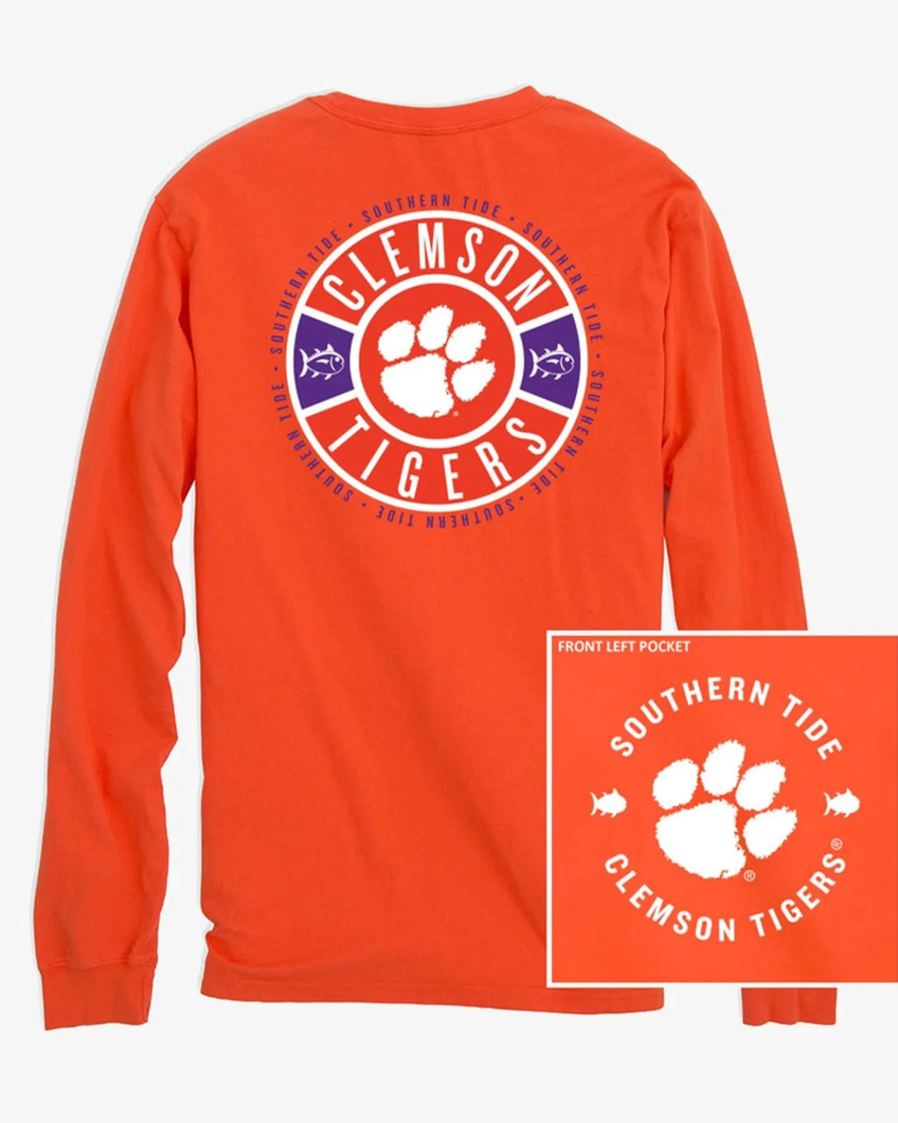 Southern Tide Clemson Tigers Ring Badge T-Shirt Endzone Orange Outlet