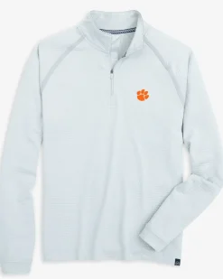 Southern Tide Clemson Tigers Scuttle Heather Quarter Zip Heather Slate Grey Fashion