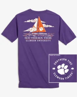 Southern Tide Clemson Tigers Skipjack Sailing T-Shirt Regal Purple Sale