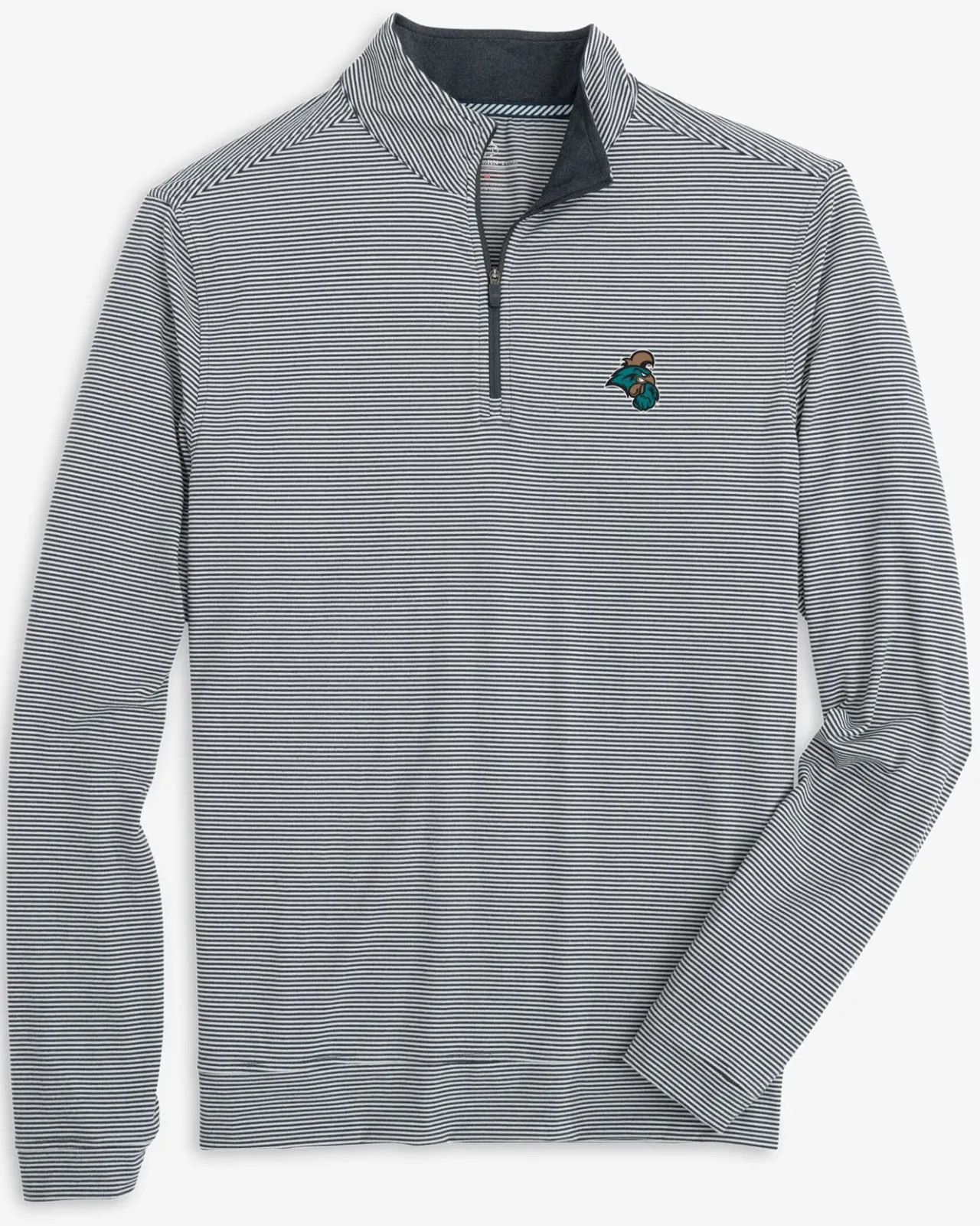 Southern Tide Coastal Carolina Chanticleers Cruiser Micro-Stripe Heather Quarter Zip Heather Black Outlet