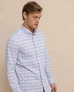 Southern Tide Coastal Passage Brockman Plaid Long Sleeve Sport Shirt Clearwater Blue New