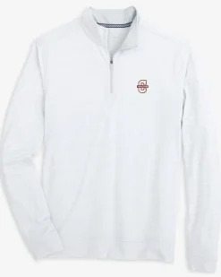 Southern Tide College Of Charleston Cougars Cruiser Micro-Stripe Heather Quarter Zip Heather Slate Grey Best