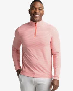 Southern Tide Cruiser Micro-Stripe Heather Quarter Zip New