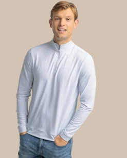 Southern Tide Cruiser Micro-Stripe Heather Quarter Zip New