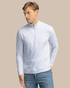 Southern Tide Cruiser Micro-Stripe Heather Quarter Zip New