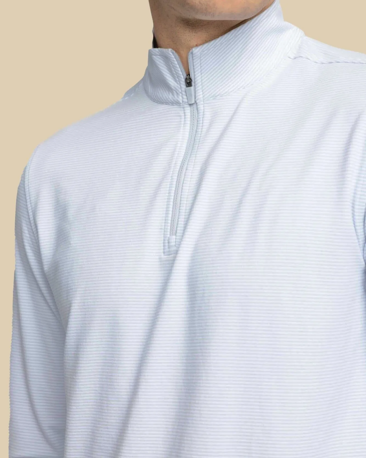 Southern Tide Cruiser Micro-Stripe Heather Quarter Zip New