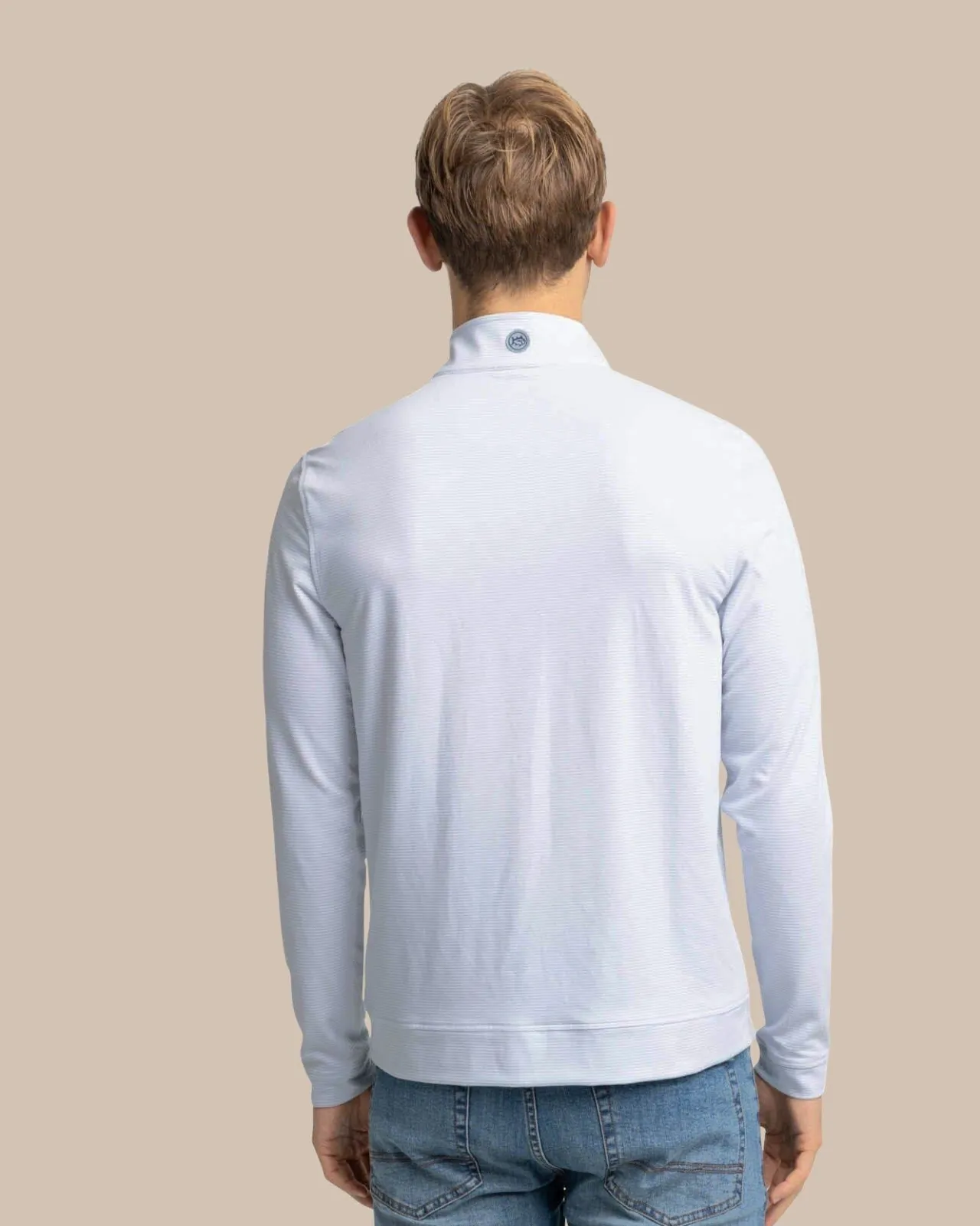 Southern Tide Cruiser Micro-Stripe Heather Quarter Zip New