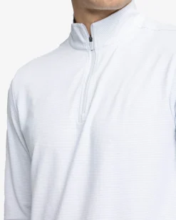 Southern Tide Cruiser Micro-Stripe Heather Quarter Zip New