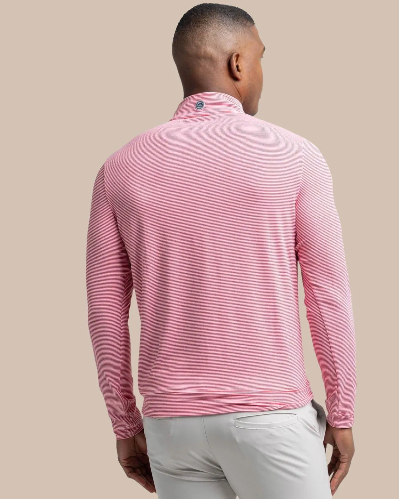 Southern Tide Cruiser Micro-Stripe Heather Quarter Zip New