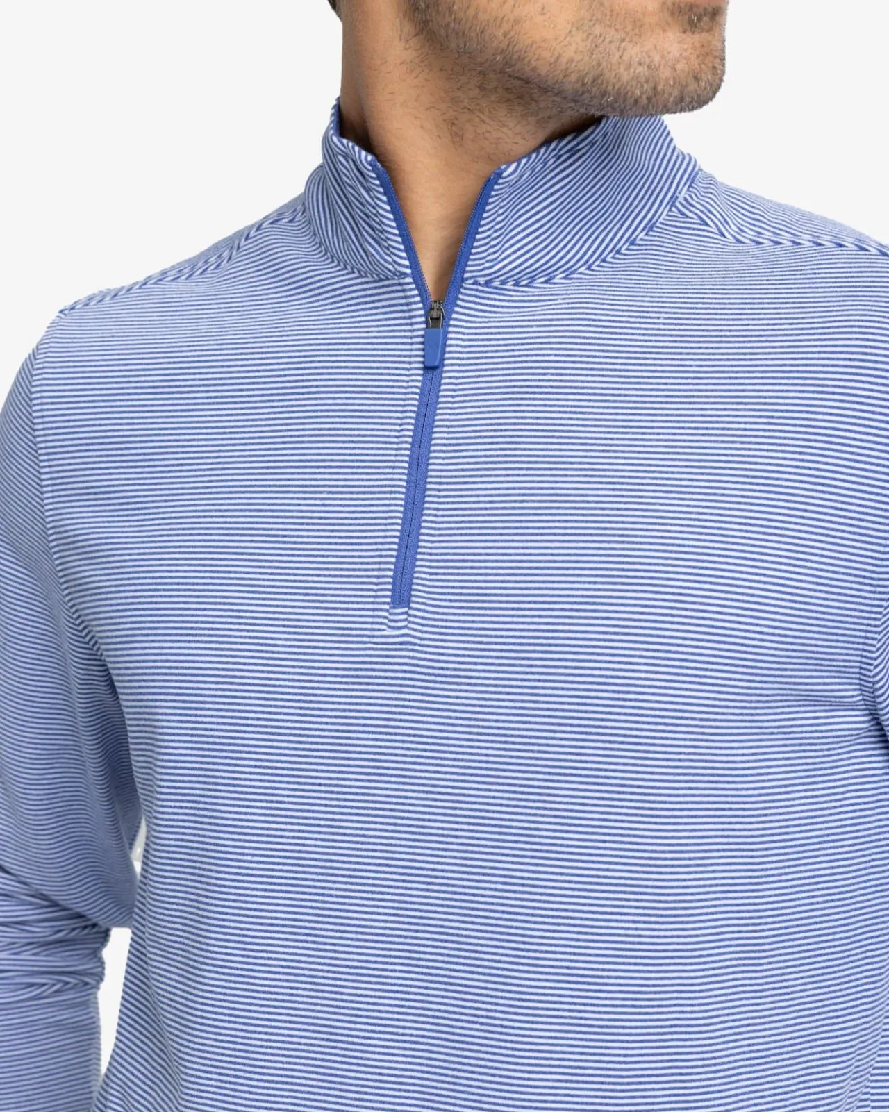 Southern Tide Cruiser Micro-Stripe Heather Quarter Zip New