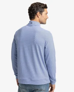 Southern Tide Cruiser Micro-Stripe Heather Quarter Zip New