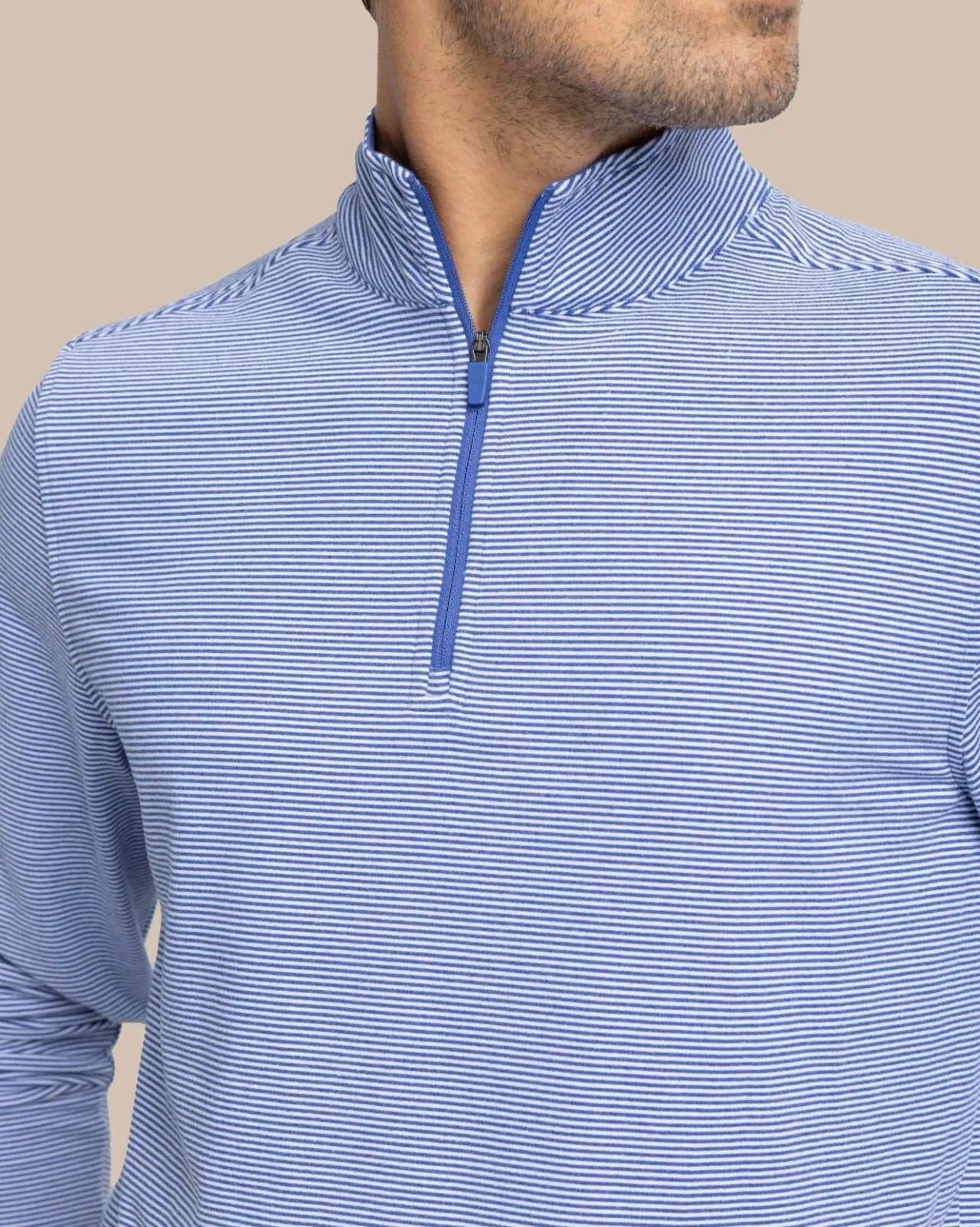 Southern Tide Cruiser Micro-Stripe Heather Quarter Zip New