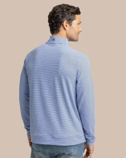 Southern Tide Cruiser Micro-Stripe Heather Quarter Zip New