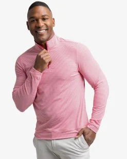 Southern Tide Cruiser Micro-Stripe Heather Quarter Zip New