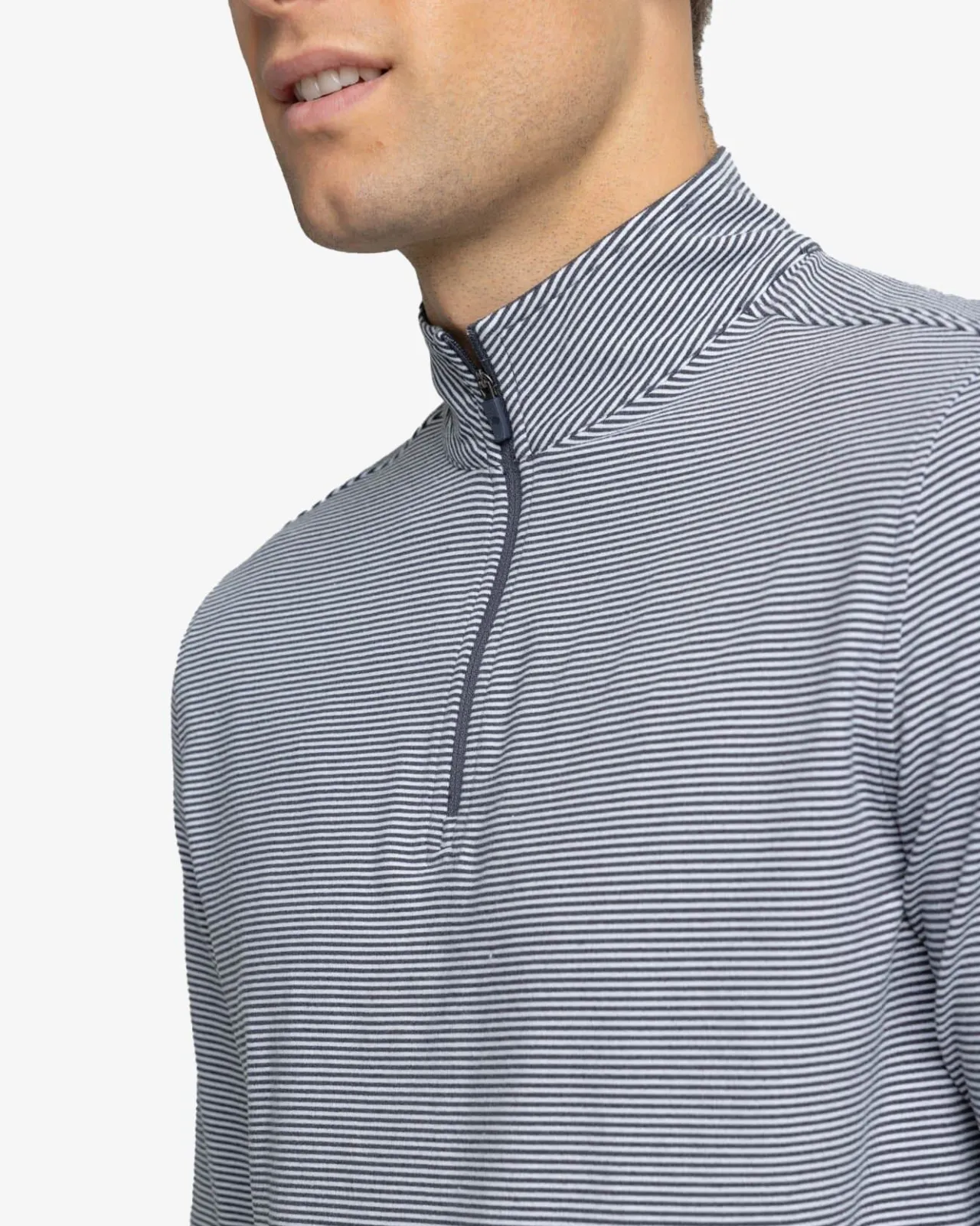 Southern Tide Cruiser Micro-Stripe Heather Quarter Zip New