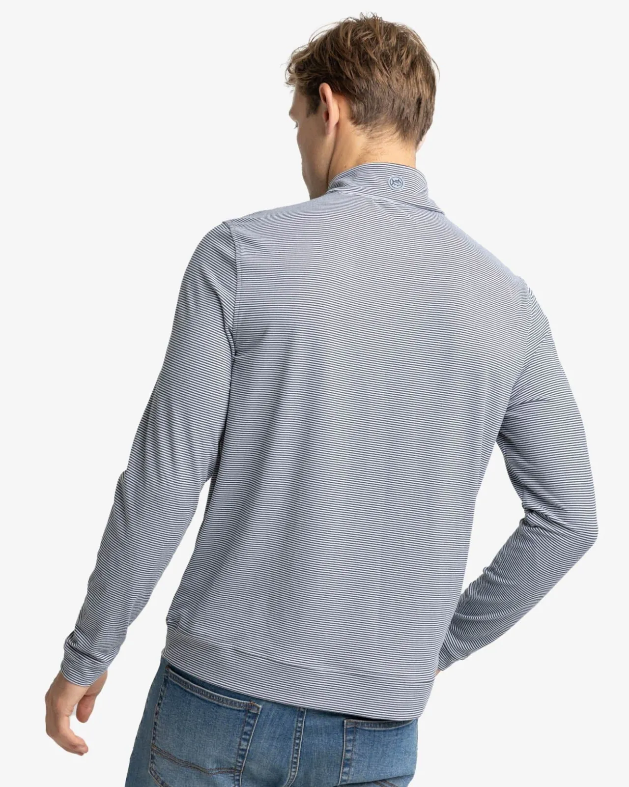 Southern Tide Cruiser Micro-Stripe Heather Quarter Zip New