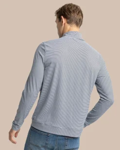 Southern Tide Cruiser Micro-Stripe Heather Quarter Zip New