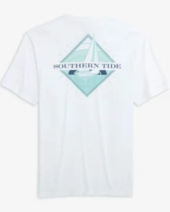Southern Tide Diamond Sailing Short Sleeve T-Shirt Classic White Cheap
