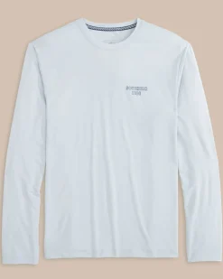 Southern Tide Dotted Sportfish Stack Long Sleeve Performance T-Shirt Platinum Grey Sale