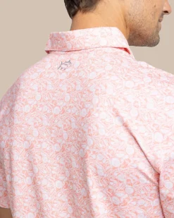 Southern Tide Driver Caps Off Printed Polo Desert Flower Coral Fashion