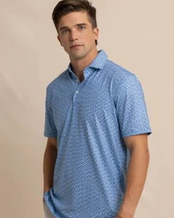 Southern Tide Driver Casual Water Printed Polo Coronet Blue Sale