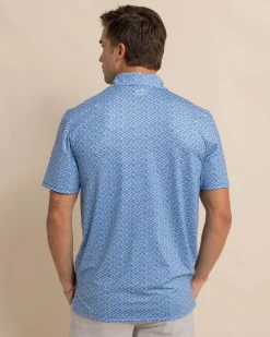 Southern Tide Driver Casual Water Printed Polo Coronet Blue Sale