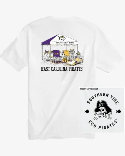 Southern Tide East Carolina Pirates Tailgate Time T-Shirt Classic White Fashion