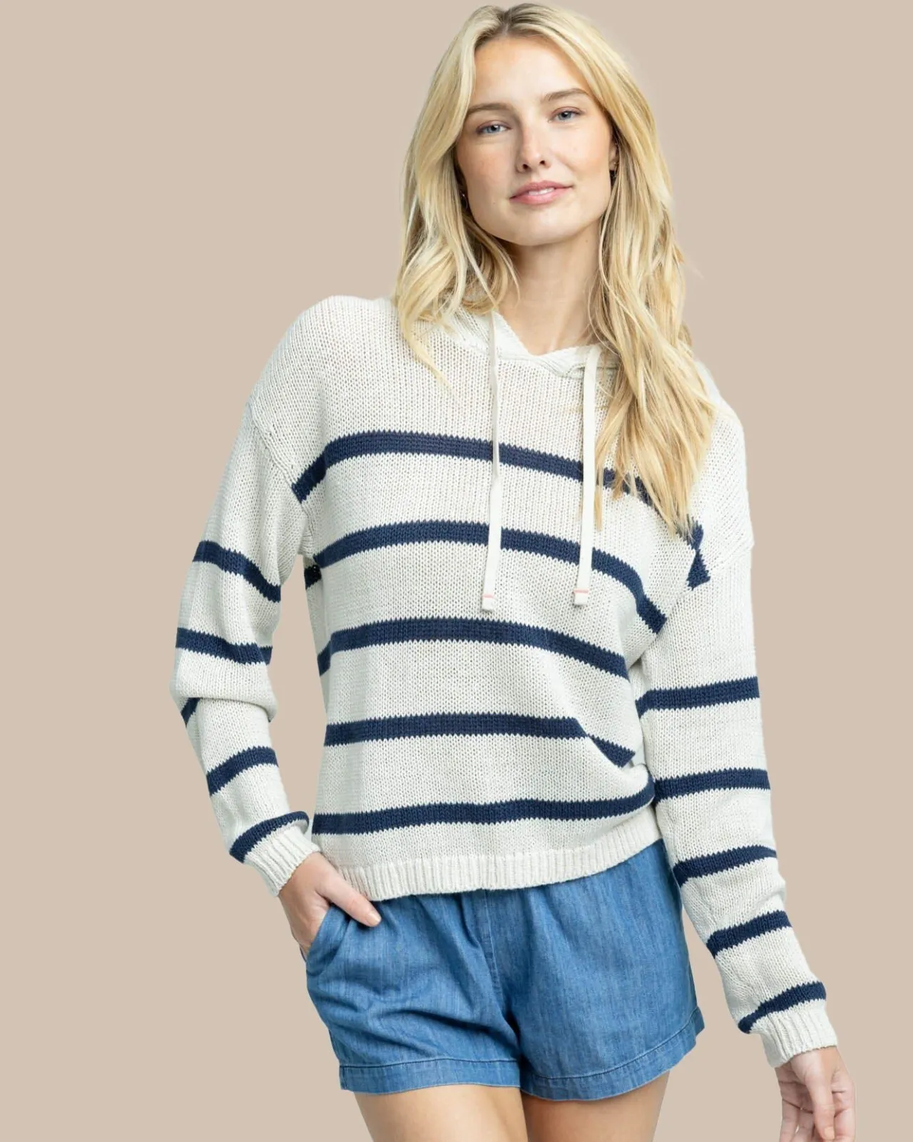 Southern Tide Everlee Striped Hoodie Sweater Stone Store