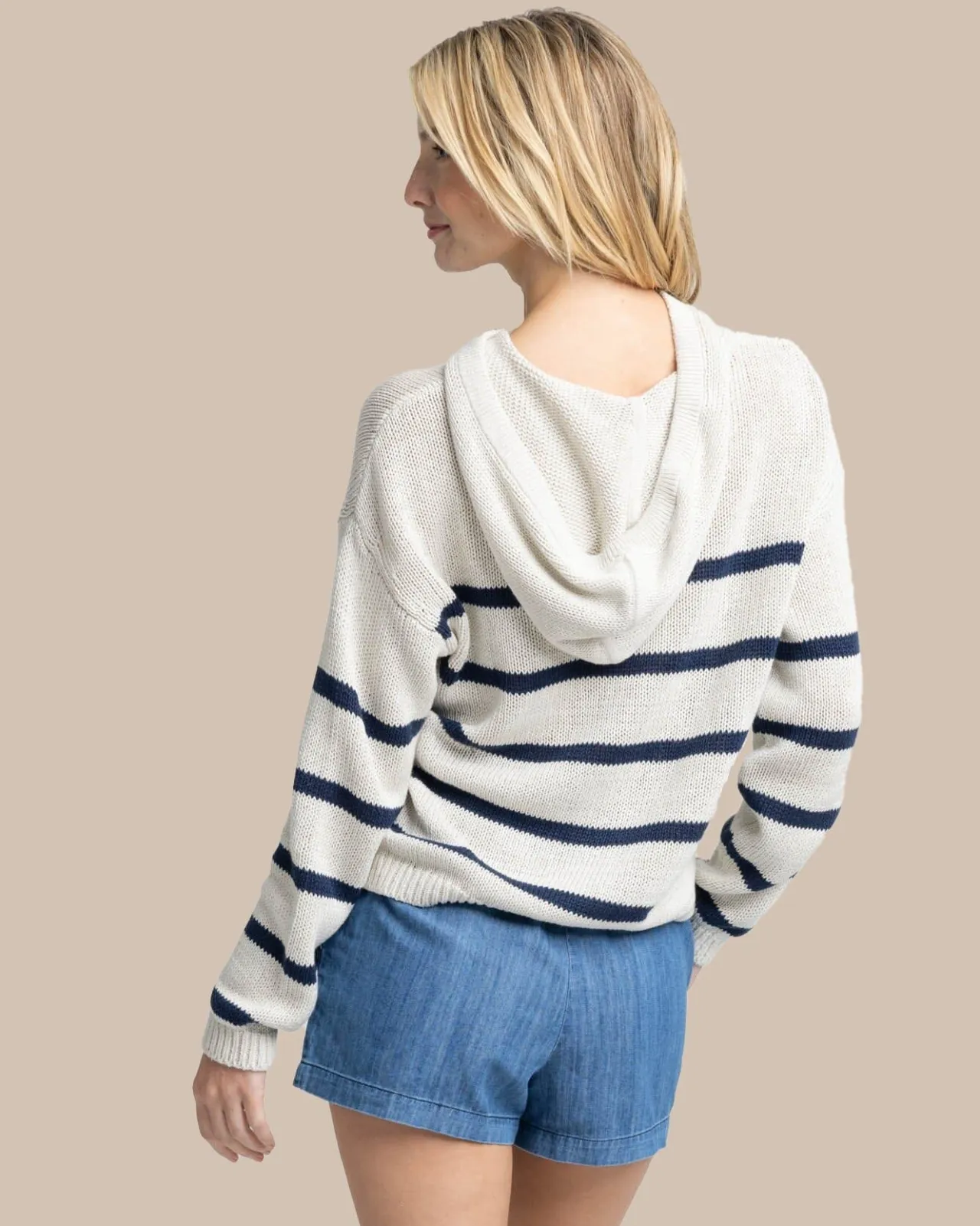 Southern Tide Everlee Striped Hoodie Sweater Stone Store