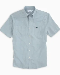 Southern Tide Florida Gators Short Sleeve Button Down Dock Shirt Seagull Grey Online