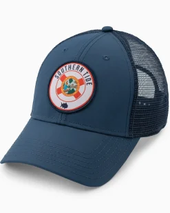 Southern Tide Florida Patch Performance Trucker Hat Seven Seas Blue Best