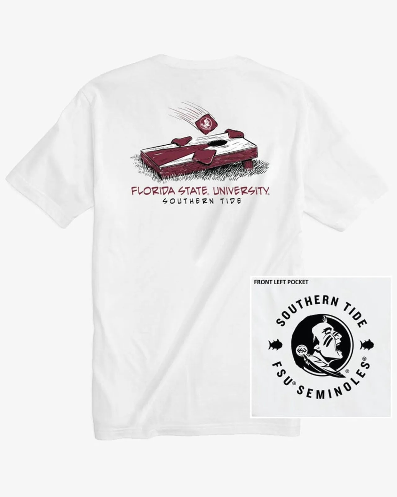 Southern Tide Fsu Seminoles Cornhole T-Shirt Classic White Outlet