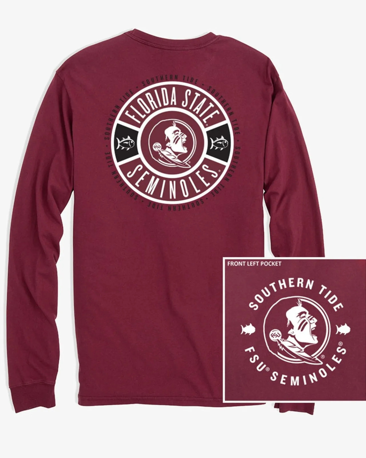 Southern Tide Fsu Seminoles Ring Badge T-Shirt Chianti Outlet