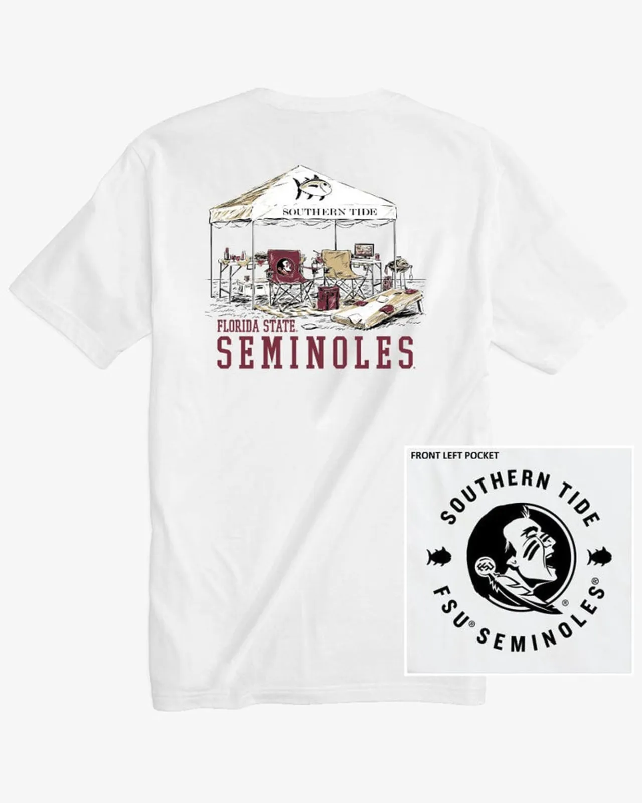 Southern Tide Fsu Seminoles Tailgate Time T-Shirt Classic White Store
