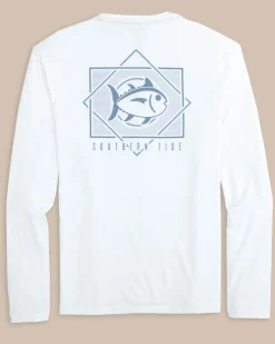 Southern Tide Geometric Striped Long Sleeve Performance T-Shirt Classic White Best Sale