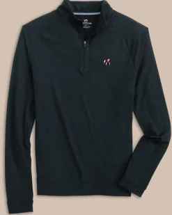Southern Tide Georgia Bulldogs Cruiser Heather Quarter Zip Pullover Fashion