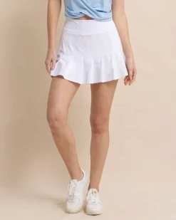 Southern Tide Gwen Solid Pleated Performance Skort Classic White Flash Sale