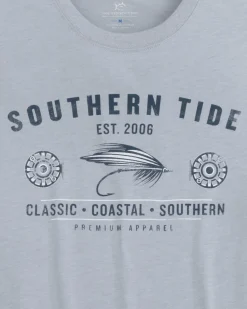 Southern Tide Heather Reel Fly Premium Apparel Short Sleeve T-Shirt Heather Platinum Grey Fashion