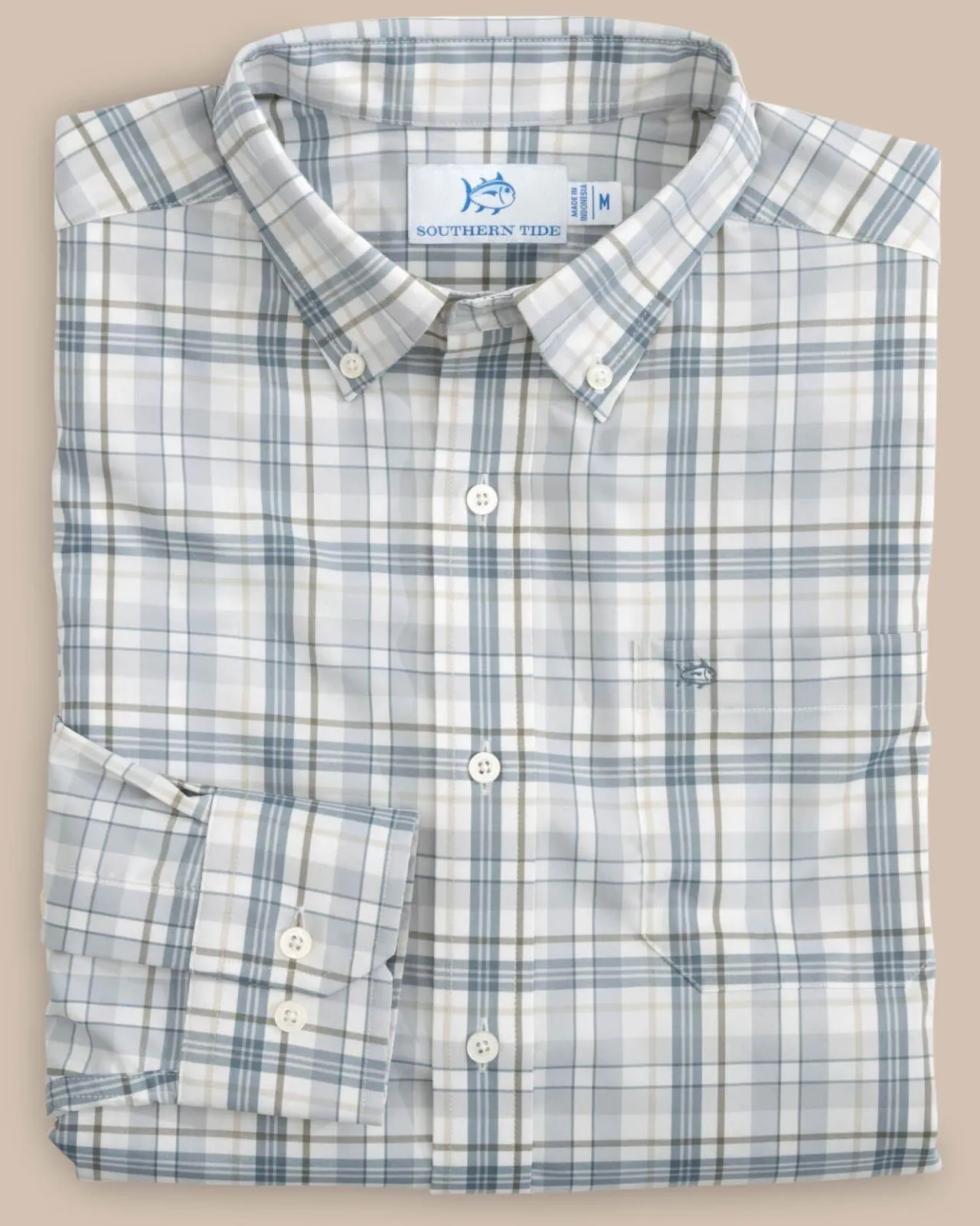 Southern Tide Highsmith Plaid Sport Shirt Platinum Grey Clearance