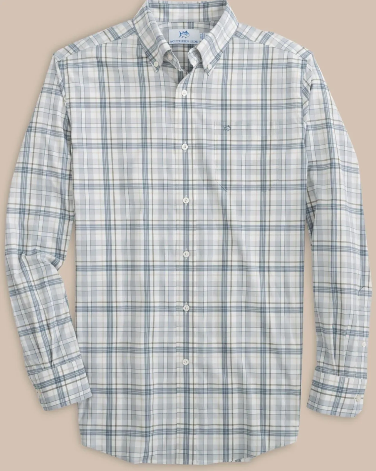 Southern Tide Highsmith Plaid Sport Shirt Platinum Grey Clearance