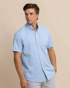 Southern Tide Intercoastal Forget A-Boat It Short Sleeve Sport Shirt Clearwater Blue Outlet