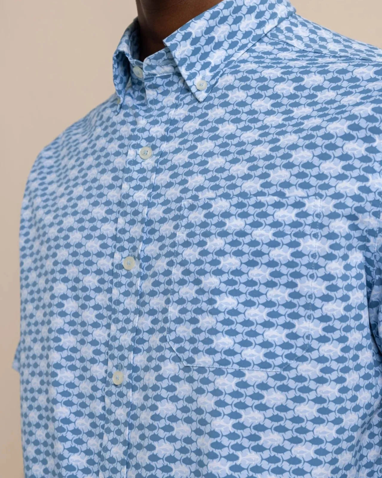 Southern Tide Intercoastal Heather Skipping Jacks Short Sleeve Sport Shirt Heather Clearwater Blue Shop