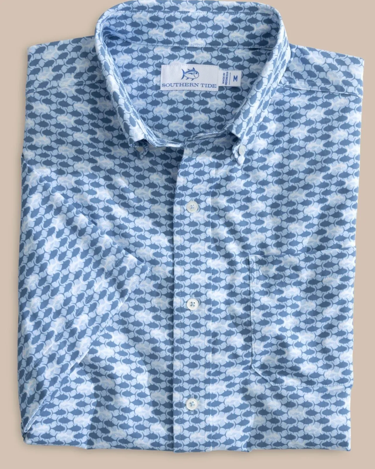 Southern Tide Intercoastal Heather Skipping Jacks Short Sleeve Sport Shirt Heather Clearwater Blue Shop