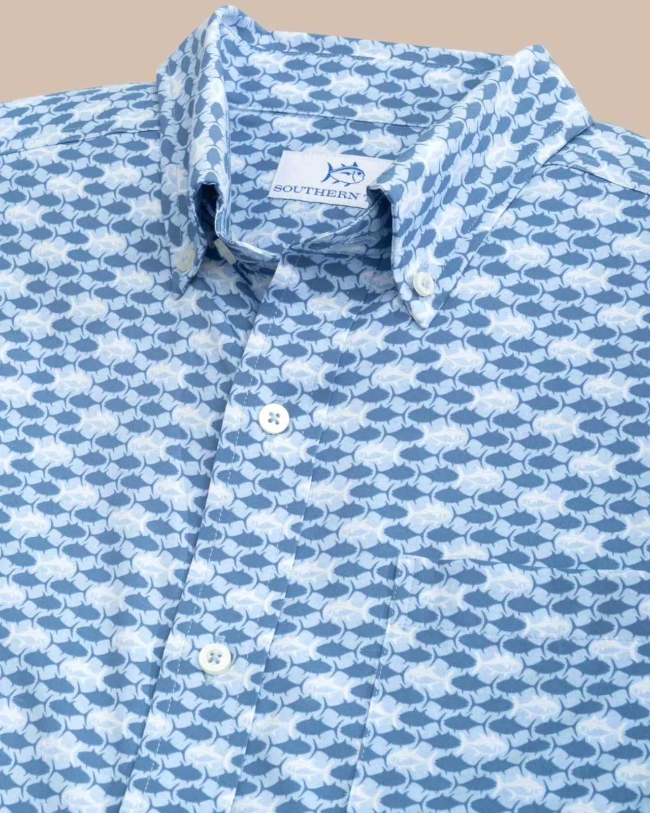 Southern Tide Intercoastal Heather Skipping Jacks Short Sleeve Sport Shirt Heather Clearwater Blue Shop