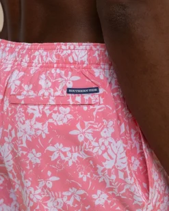 Southern Tide Island Blooms Swim Trunk Geranium Pink Best Sale