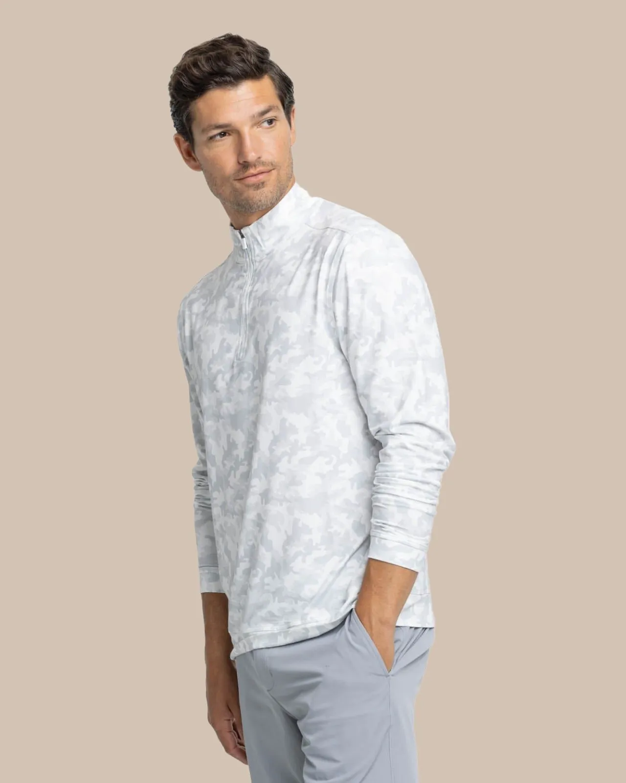 Southern Tide Island Camo Print Cruiser Quarter Zip Online