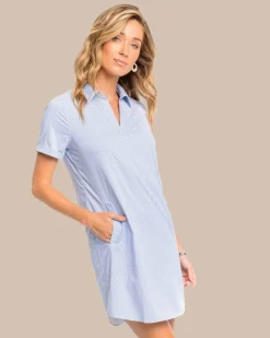 Southern Tide Kamryn Brrr°® Intercoastal Stripe Dress Cobalt Blue New